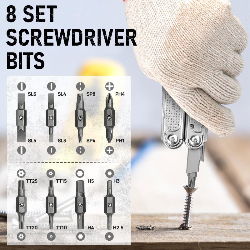 بيبوري BIBURY Multitools Pliers Pro BI2049 كماشة متعددة الأدوات قابلة للطي مع قواطع أسلاك شفرة منشار كبيرة مطورة متعددة الأدوات مع مقص ومفك البراغي مجموعة مثالية للتخييم في الهواء الطلق وإصلاح البقاء على قيد الحياة - Image 5